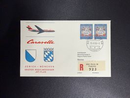 Swissair Erstflugbrief Zürich - München 1966