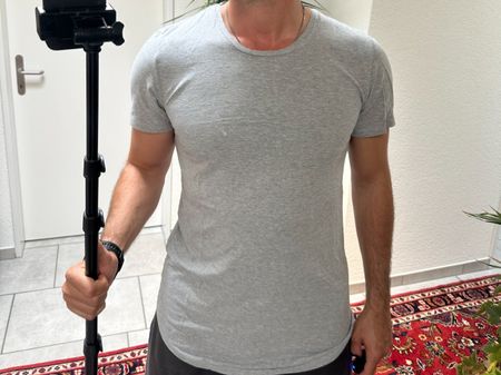 Herren T-Shirt Grau Slim Fit / Muskelshirt – Größe M/L