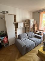 Wohnwand Buche weiss mit Glasfront gute Zustand