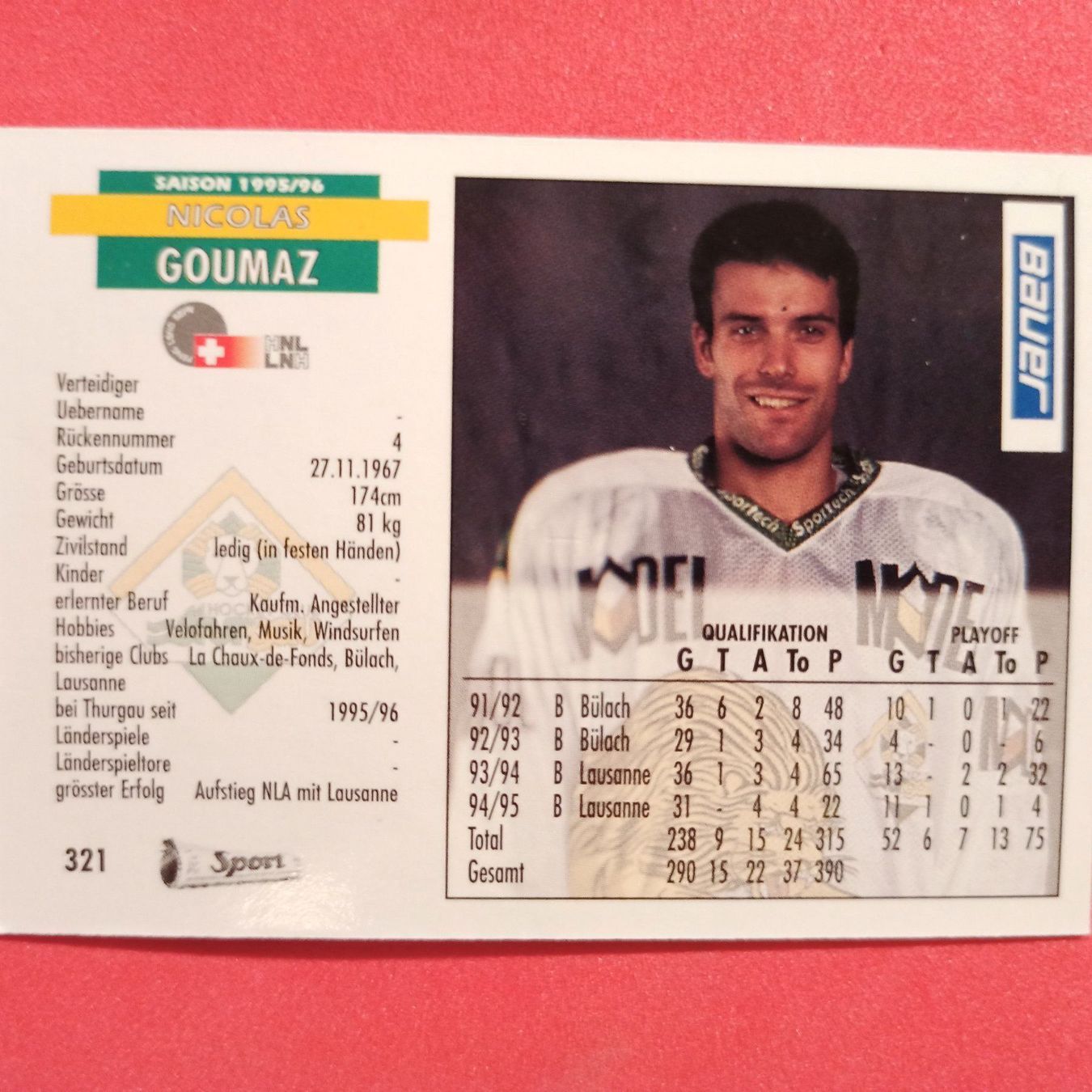 Sammelbilder & Trading cards: Nicolas Goumaz - HC THURGAU - 1995/96 – Gebraucht aus Dübendorf von kb86_MOVIE 1