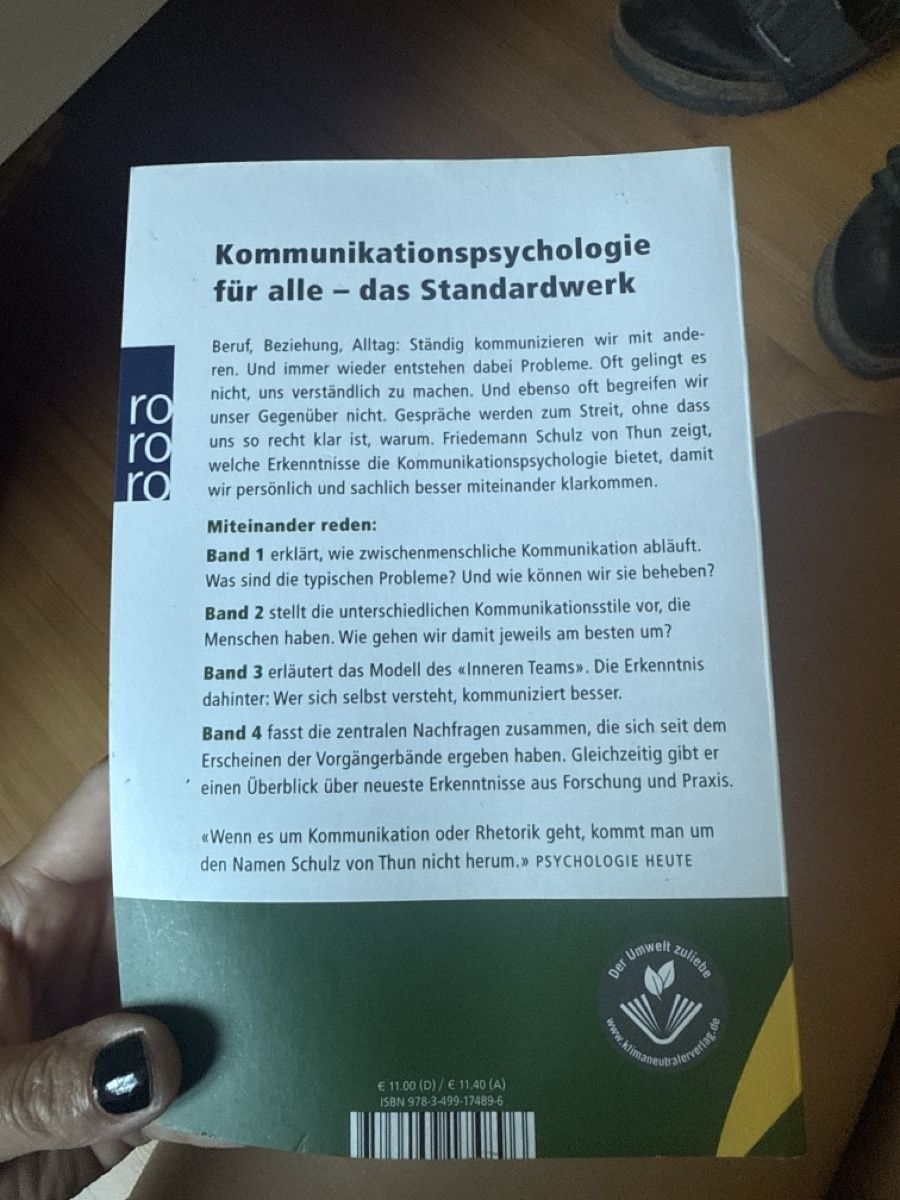Livres: Friedemann Schulz von Thun Miteinander reden 1 – D'occasion à Gelterkinden par teddywidder 1