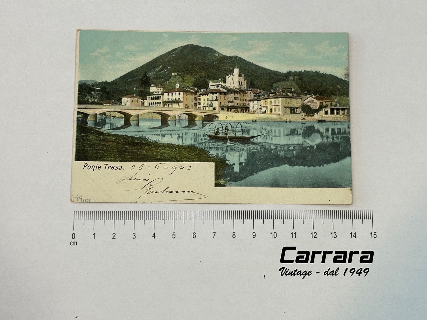 Cartoline postali: Postkarten Tessin Ticino Ponte Tresa 1908 – Usato da Chiasso venduto da Carrara-Modellismo