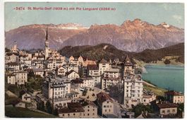 ST. MORITZ Dorf mit Piz Languard gel. 1910 v. Winterthur