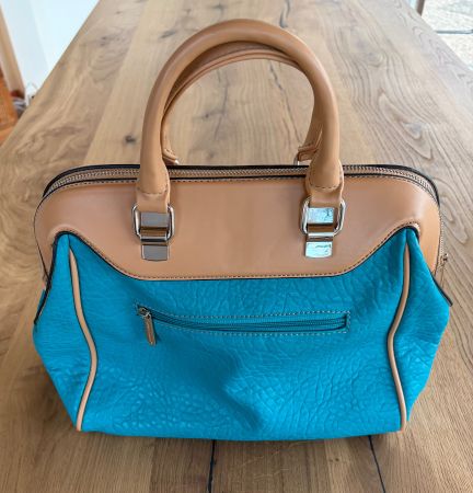 Handtasche David Jones braun-tuerkis neuwertiger Zustand