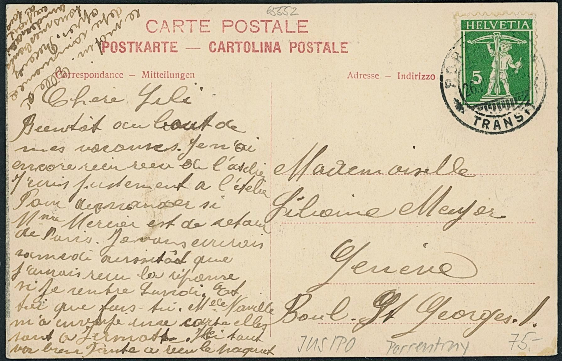 Cartoline postali: JUS Porrentruy – Usato da Schindellegi venduto da leecollect 1