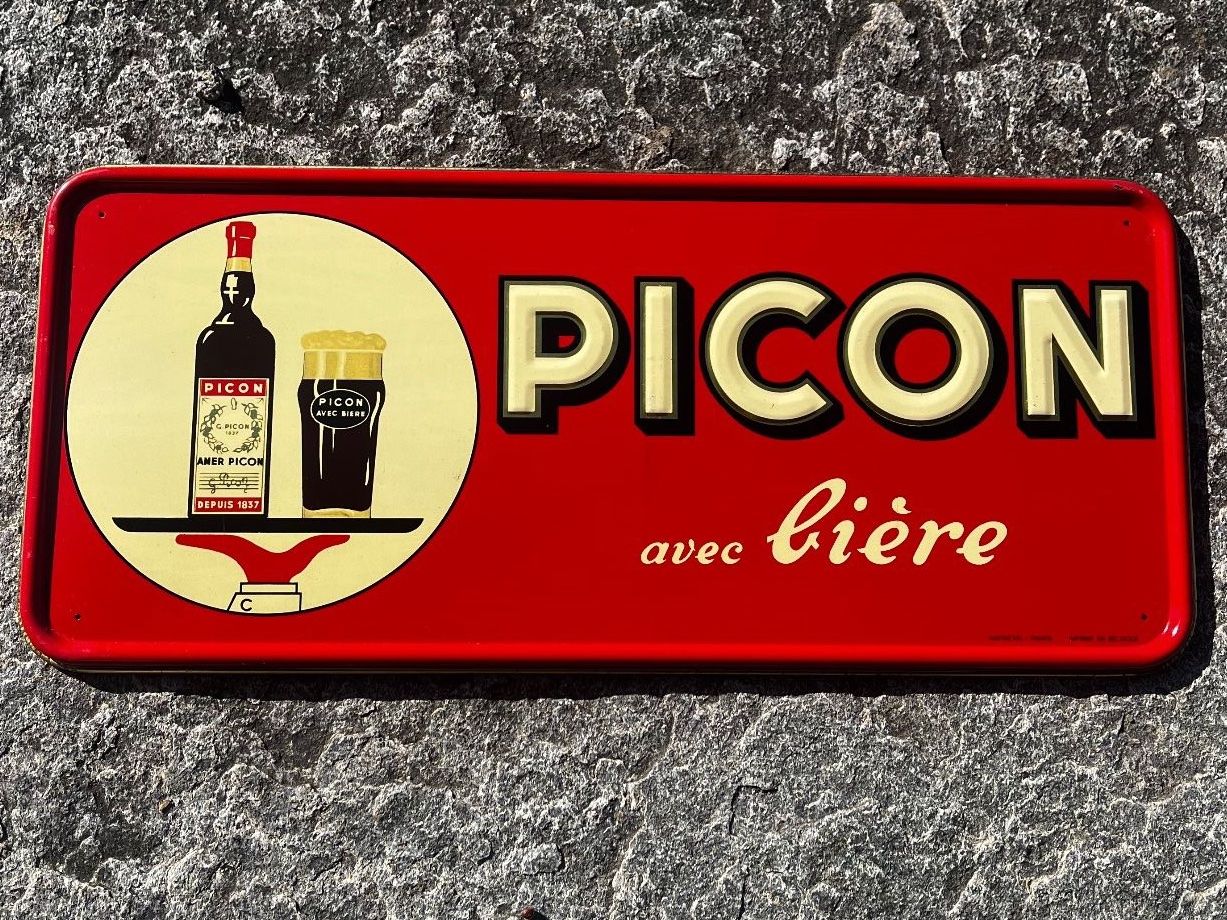 Insegne: Plaque publicitaire originale, Picon avec bière. – Usato da Lausanne venduto da angel_collections