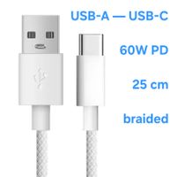 Hochwertiges 60W USB-A zu USB‑C Kabel / 25 cm / gewebt