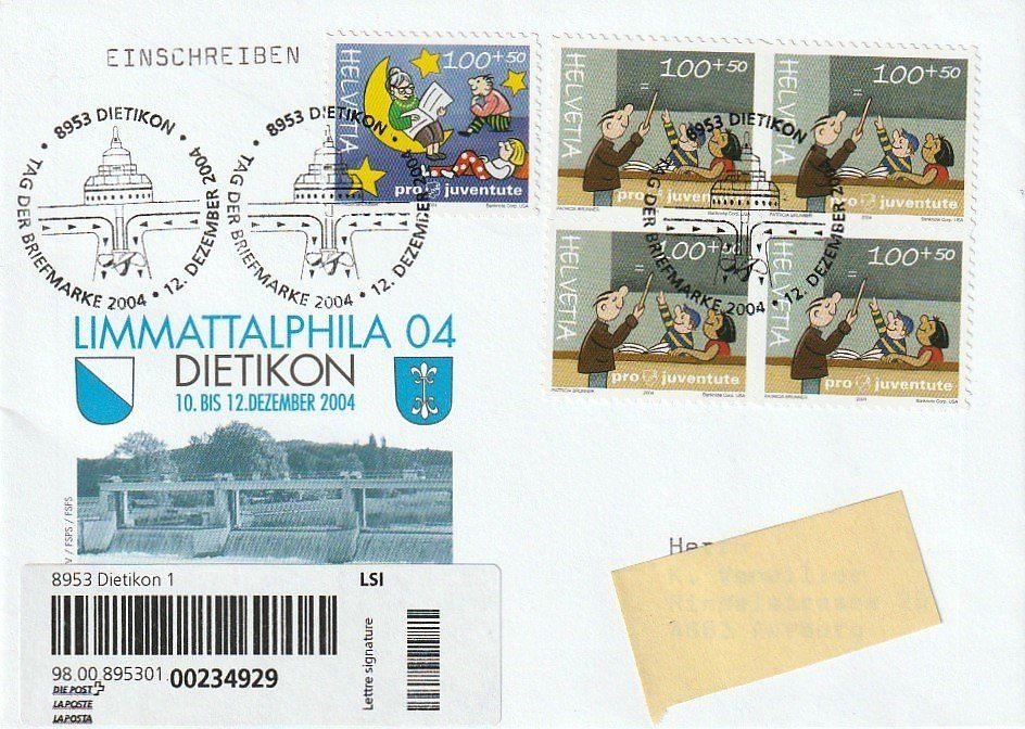 Alle Briefmarken: Tag der Briefmarke 2004 Dietikon, Umschlag – Gebraucht aus Aarburg von Aare10