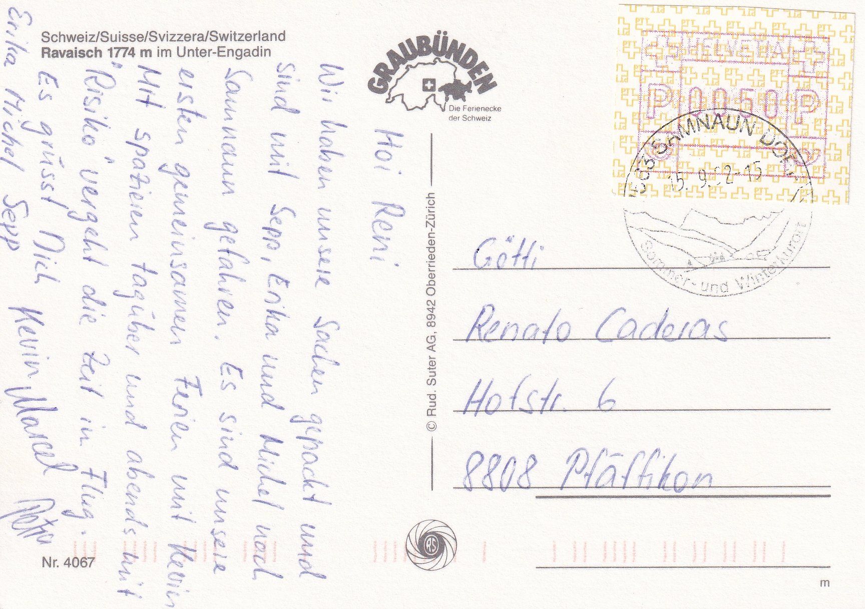 Cartoline postali: Gruss aus Ravaisch/Samnaun /ay – Usato da Hombrechtikon venduto da Rudolf07 1