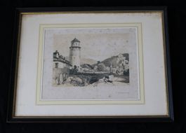 antikes Bild / Stich *FELDKIRCH CASTLE* (GK)