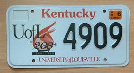 Kentucky Nummernschild 4909 UofL, 2002