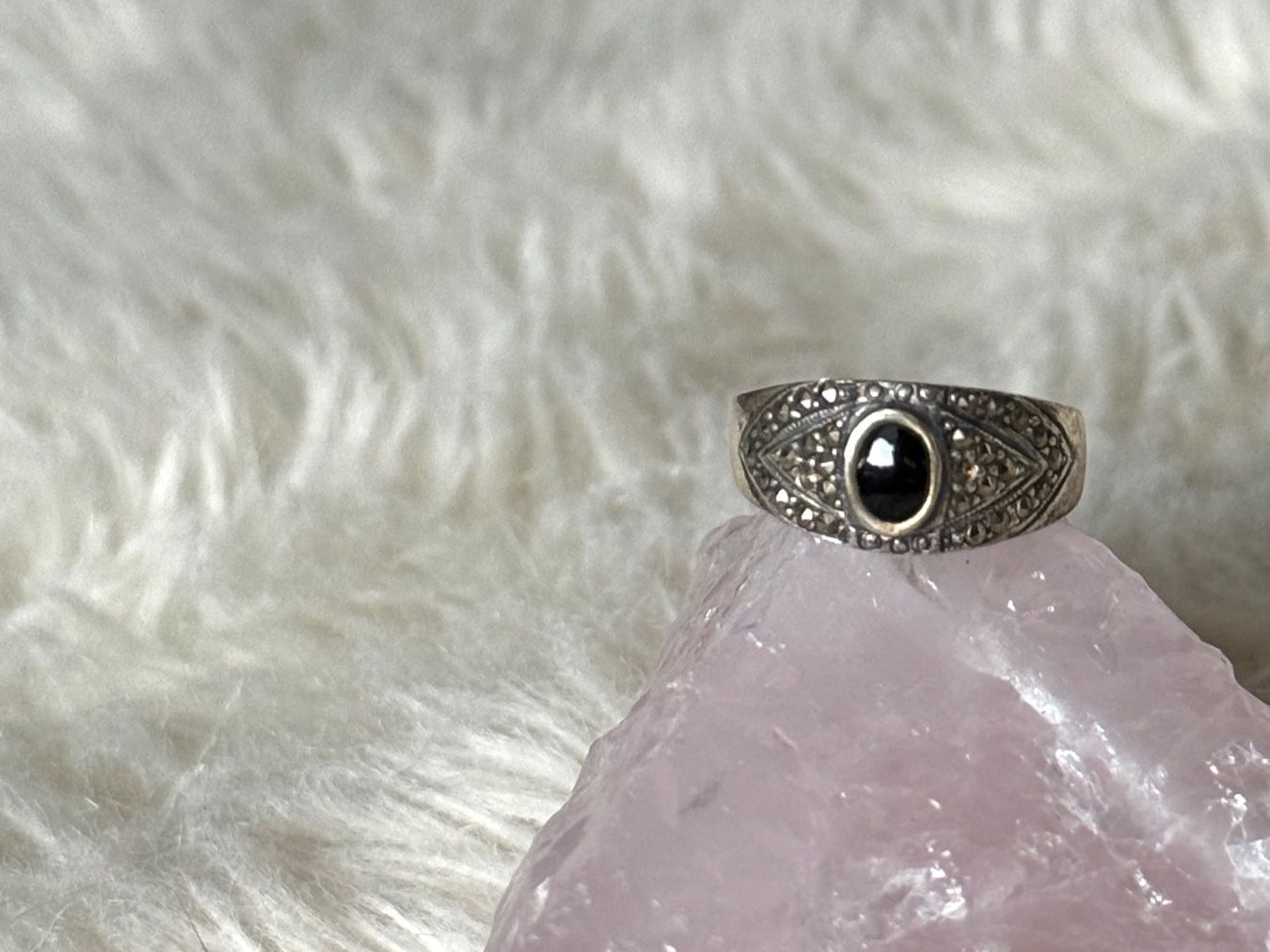 Anelli: Vintage Silberring 925 mit schwarzem Stein – Usato da Istighofen venduto da Ringparadies