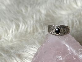 Vintage Silberring 925 mit schwarzem Stein