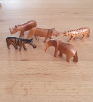 Holztiere handgeschnitzt Zebra, Nashorn, Elefant, Löwe Tiger