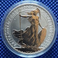 Britannia 2002 dorée 1 oz argent fin
