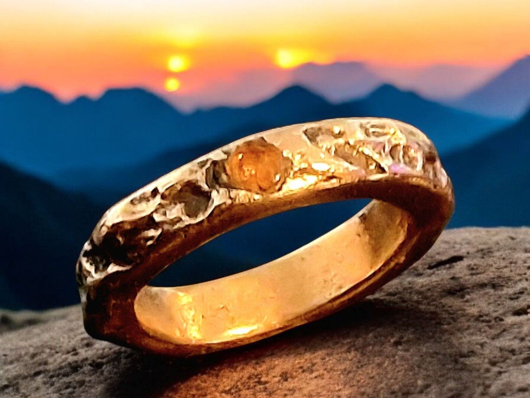 Anelli: Wilder Ring Bronze & Bernstein,  Gr. 51 – Nuovo e nell'imballaggio originale da Aarau venduto da Schmuckhoehle_MD 3