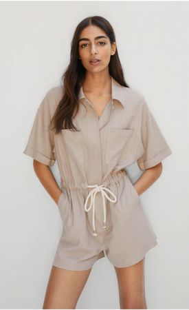 Mango Leichter Sommerjumpsuit Gr. L Sand/Beige