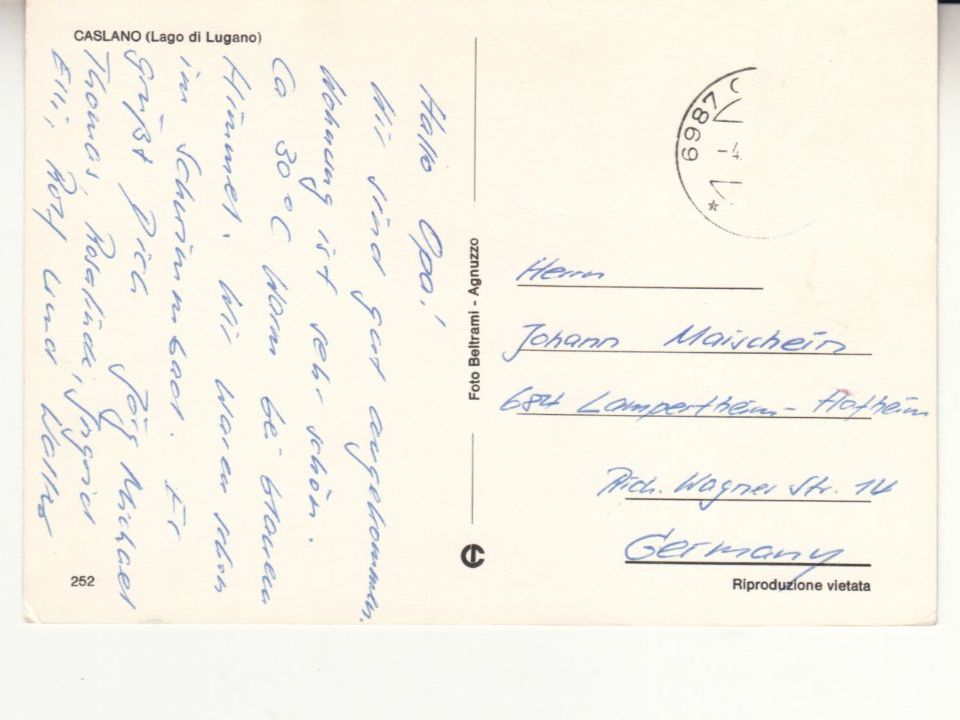 Ansichtskarten: Caslano ca. 1970 – Gebraucht aus Bürglen TG von StampGraf 1
