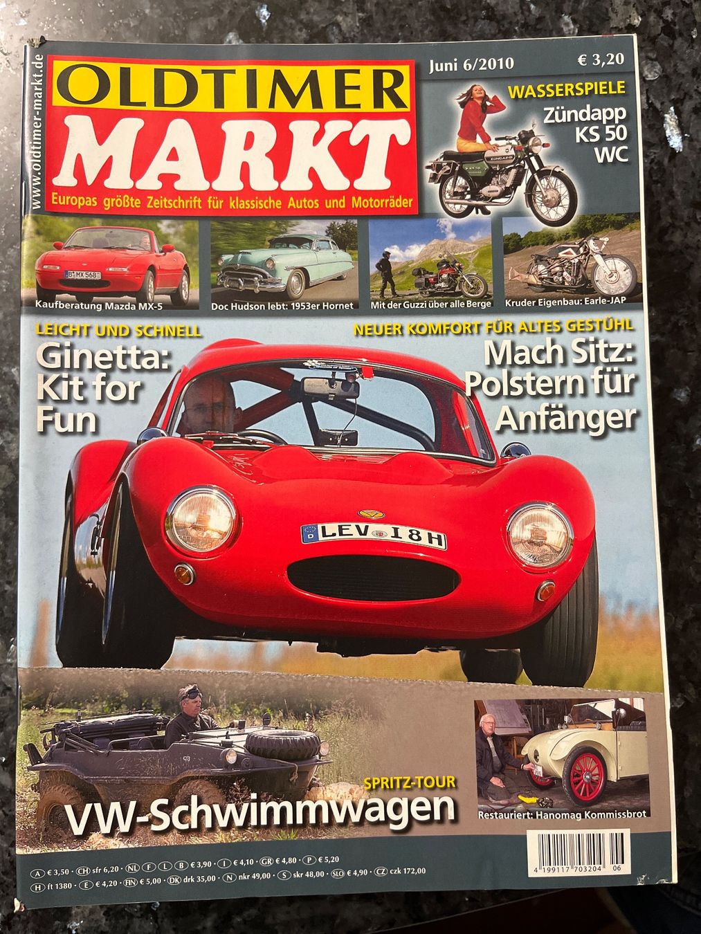 Riviste & Magazine: Oldtimer Markt Magazin Juni 2010 Hanomag VW Ginetta Mazda – Usato da Goldach venduto da SSRConzept