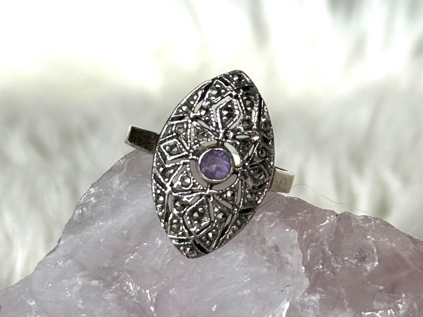 Ringe: Vintage Silberring 925 mit lila Stein – Gebraucht aus Istighofen von Ringparadies