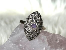 Vintage Silberring 925 mit lila Stein