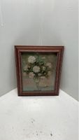 Blumenölgemälde mit Rahmen, Vintage
