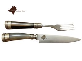 Picknick-Messer- und Gabel-Set mit Kuhhorn-Griffen