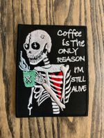 Aufnäher Patch zum Aufbügeln Skelett Kaffee Coffee