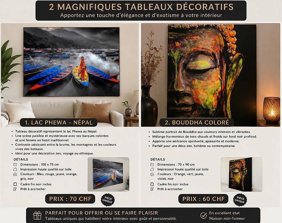 Alle Dekorationen: Vends 2 Magnifiques Tableaux Décoratifs – Gebraucht aus Crans VS von cei_qws7 1