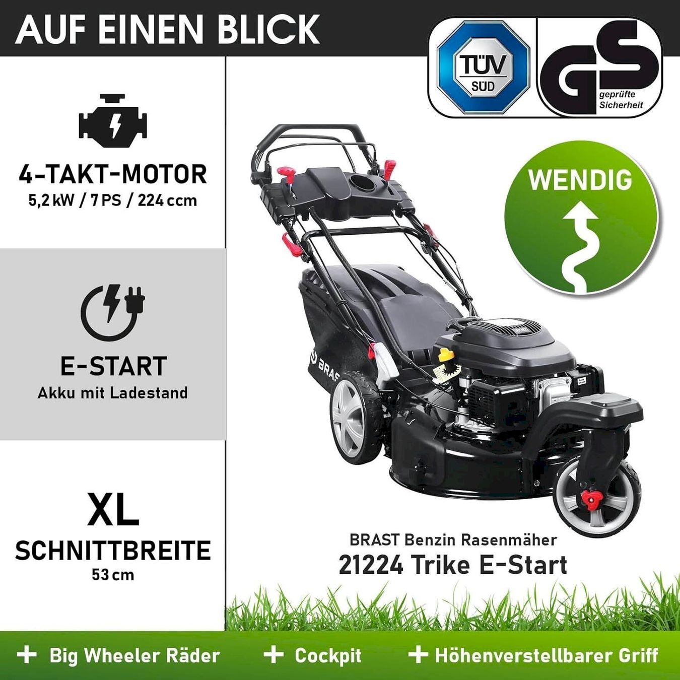 Tagliaerba: BRAST Trike E-START Benzin Rasenmäher – Nuovo e nell'imballaggio originale da Bottighofen venduto da zaap 6
