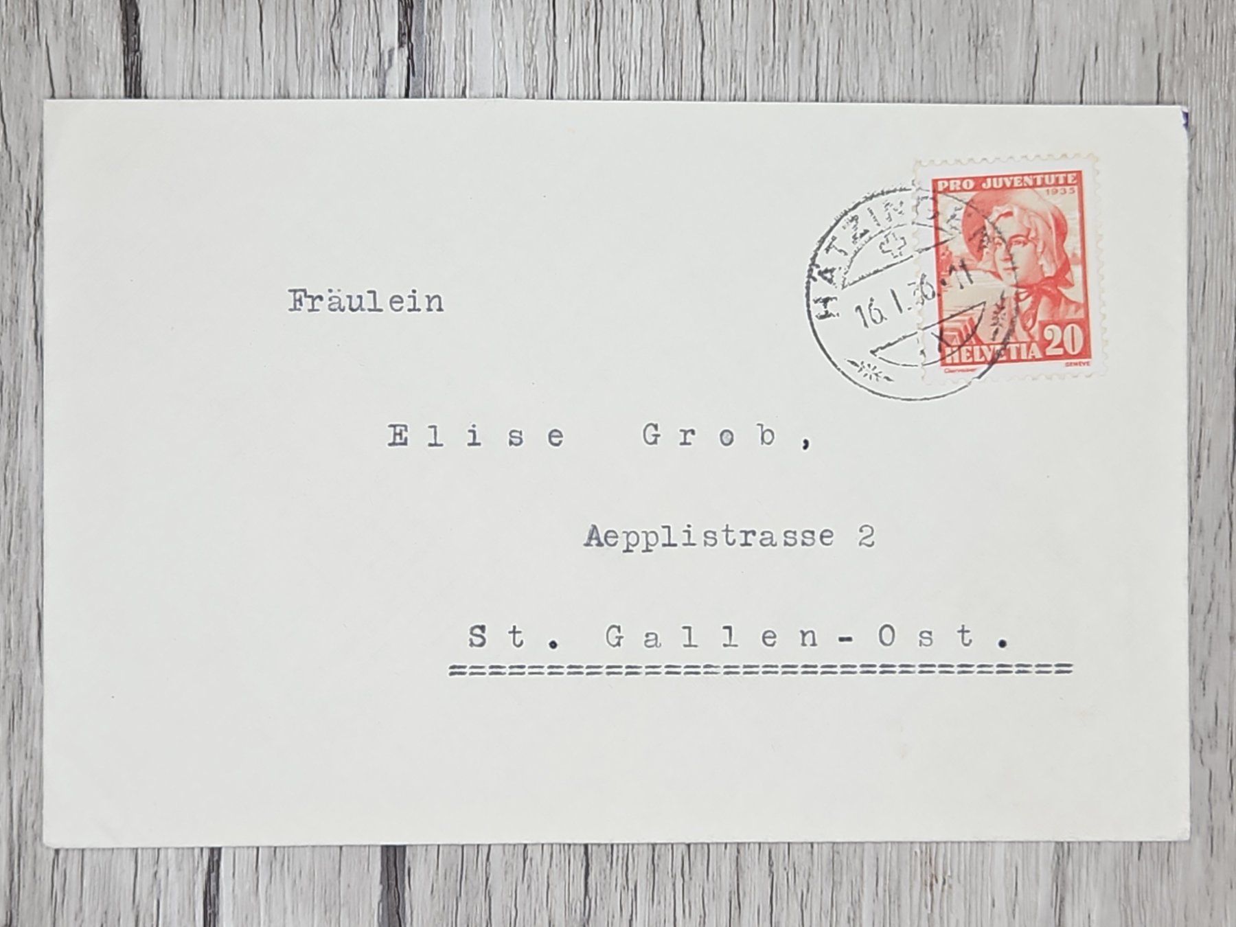 Tutti i francobolli: CL13 Enveloppe + Timbre Suisse 1936 – Usato da Cousset venduto da Patrick_Collections