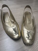 YSL metallic gold heels