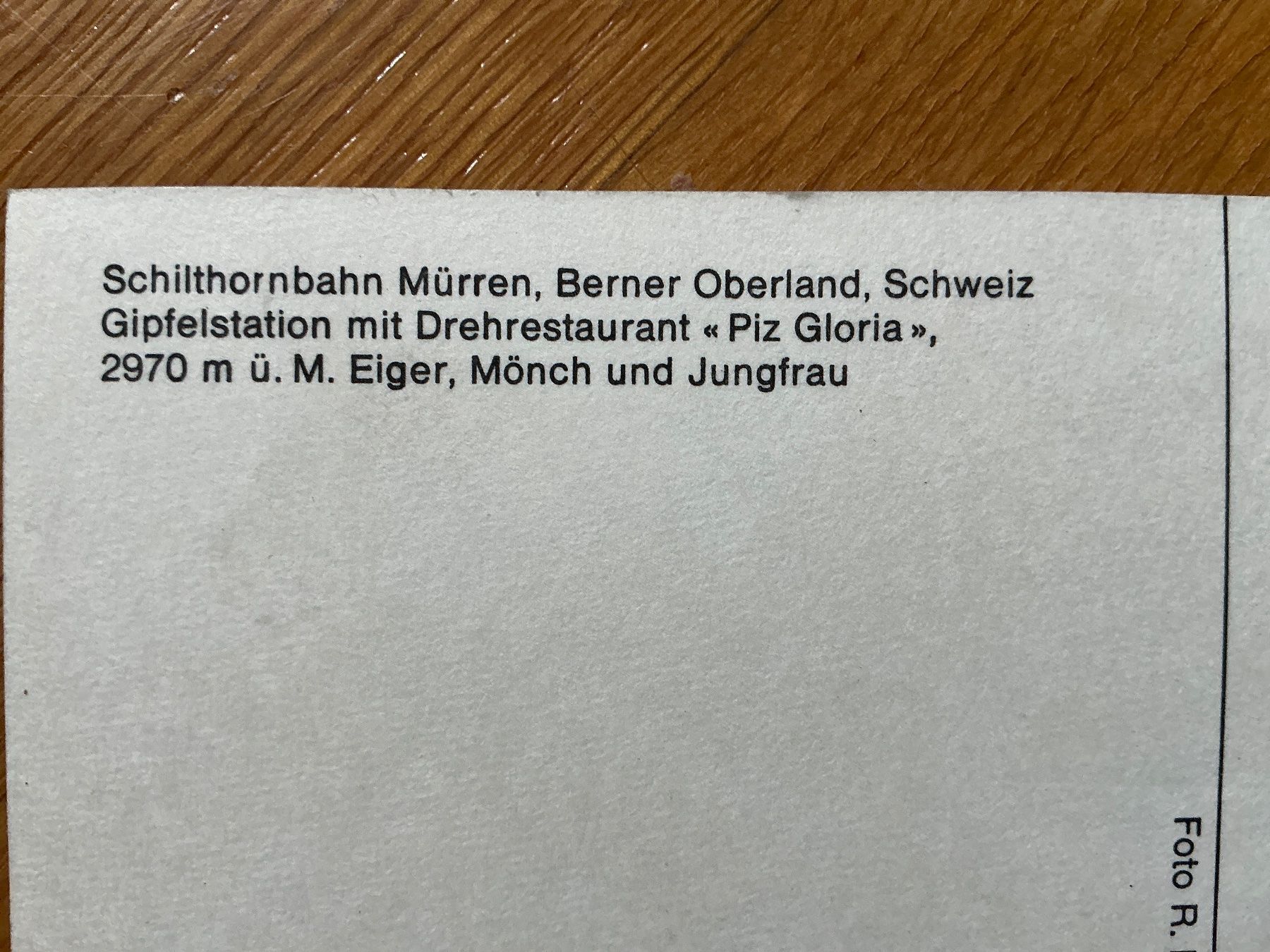 Ansichtskarten: Postkarte Schilthorn Eiger Mönch Jungfrau 1970s – Gebraucht aus Maur von 20hcodracir11 2