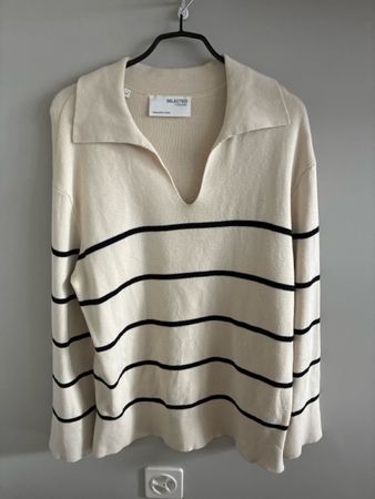 Pullover Selected Femme gestreift beige schwarz Grösse M