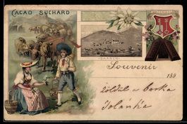 Litho Sarnen, Bauernpaar in Tracht, Caca