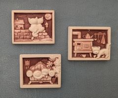 3er Set Wandreliefs Katzenmotive 9x7cm