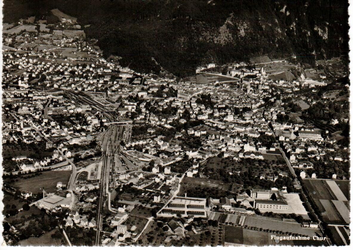 Cartoline postali: Flugaufnahme Chur  1954 – Usato da Wolhusen venduto da Curver9