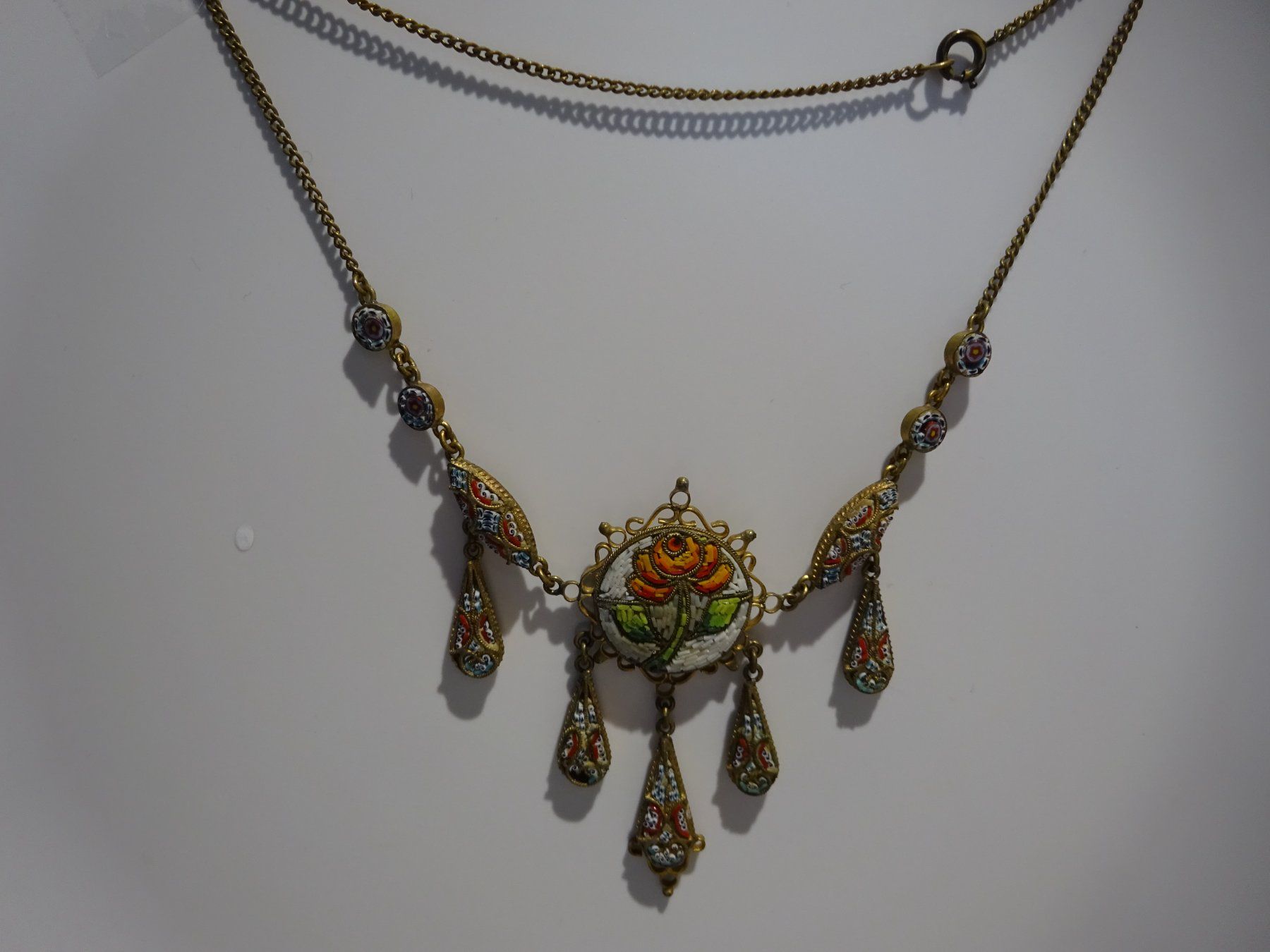 Catenine: Jugendstil Mikromosaik Kette – Usato da Esslingen venduto da FetteSchnecke 2