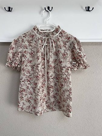 Elegante Chiffonbluse mit Blumenmuster  Gr. S
