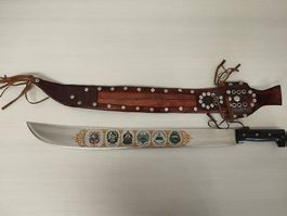 Machete decorativo con fodero in cuoio artigianale