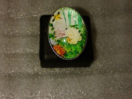 RING EDELSTHAL,,MIT BLUMEN,,,GLANZIG