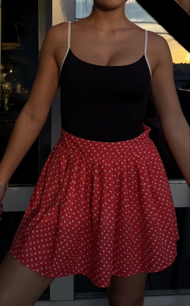 Mango Gonne: Mini skirt red with white dots - size S – Nuovo (secondo la descrizione) da Zürich venduto da eli_t8nw 2
