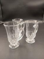 3 Gläser mit Henkel strukturiertes Glas gebraucht 