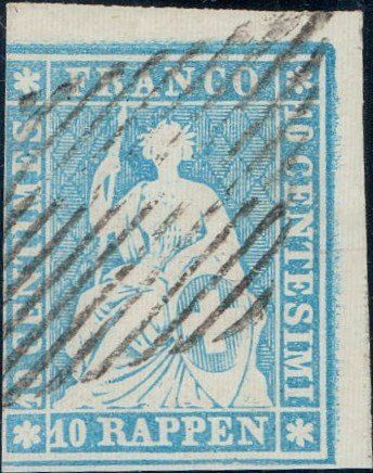 Alle Briefmarken: STRUBEL 23Ca MIT ATTEST, ECKRANDSTÜCK, AB 1.- – Gebraucht aus Horw von pilatusmail