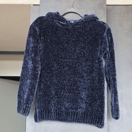 🐸 CHENILLE HOODIE PULLOVER S NACHTBLAU KUSCHELWEICH