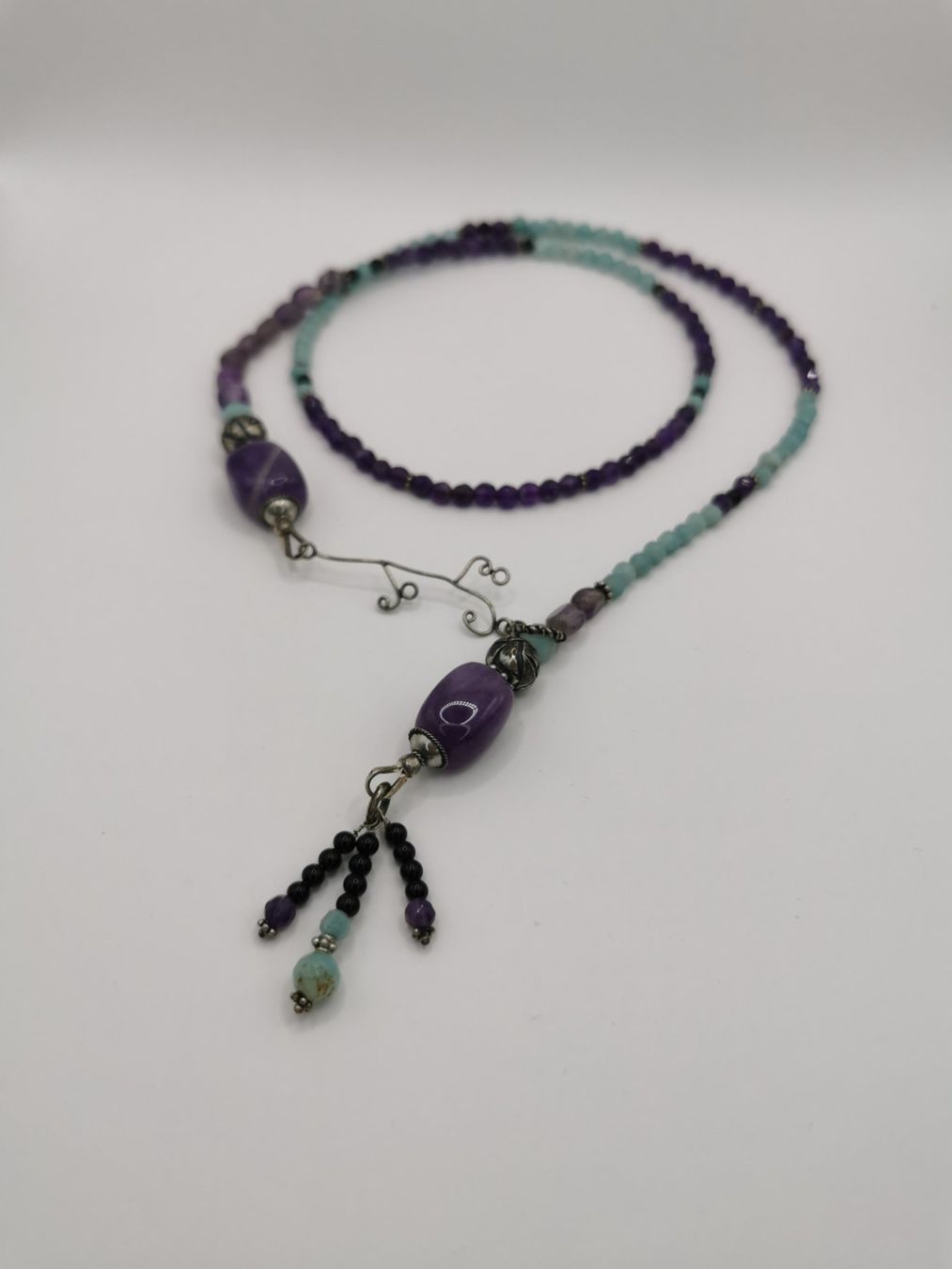Ketten: Amazonit, Amethyst, Onyx, Silber Halskette, Boho Stil, Neu! – Neu und originalverpackt aus Oberglatt ZH von JulFul 3
