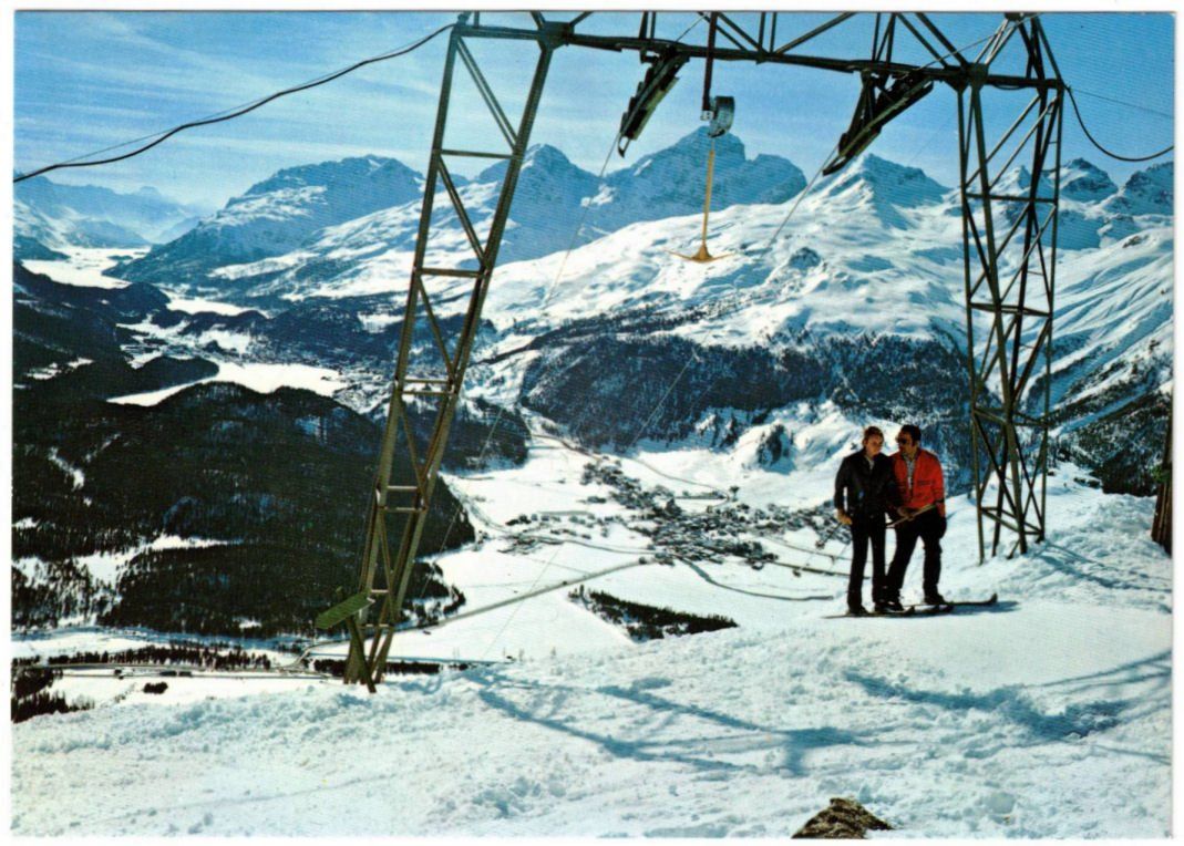 Ansichtskarten: St. Moritz - Skilift Muottas Muragl – Gebraucht aus Binningen von Mountainrider