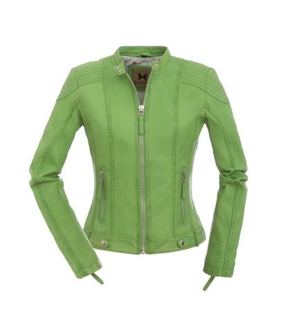 Sportive leichte Damen Lederjacke in Grün Echtleder 40 NEU