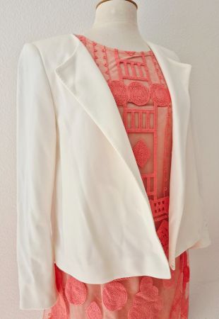 JACKE BLAZER SEIER 36 S CREME WEIß, TOP ZU ANA ALCAZAR KLEID
