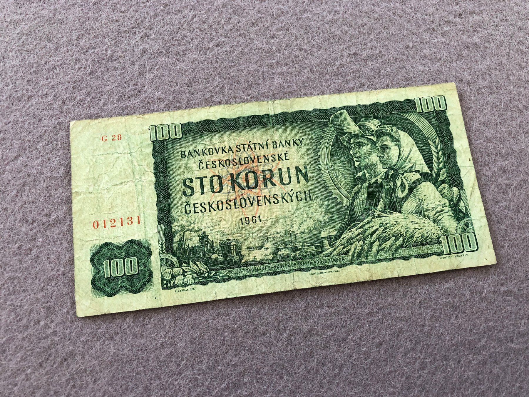 Banconote: Tschechoslowakei 1961 - 100 Kronen / Korun – Usato da Pfäffikon SZ venduto da Sieben77 4